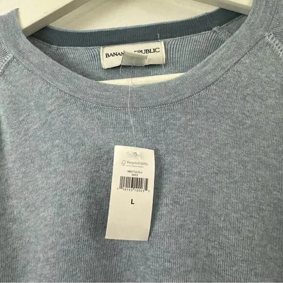 Sold NWT Banana Republic Crew Neck Pullover Blue Shirt Men's Size L - Picture 4 of 5